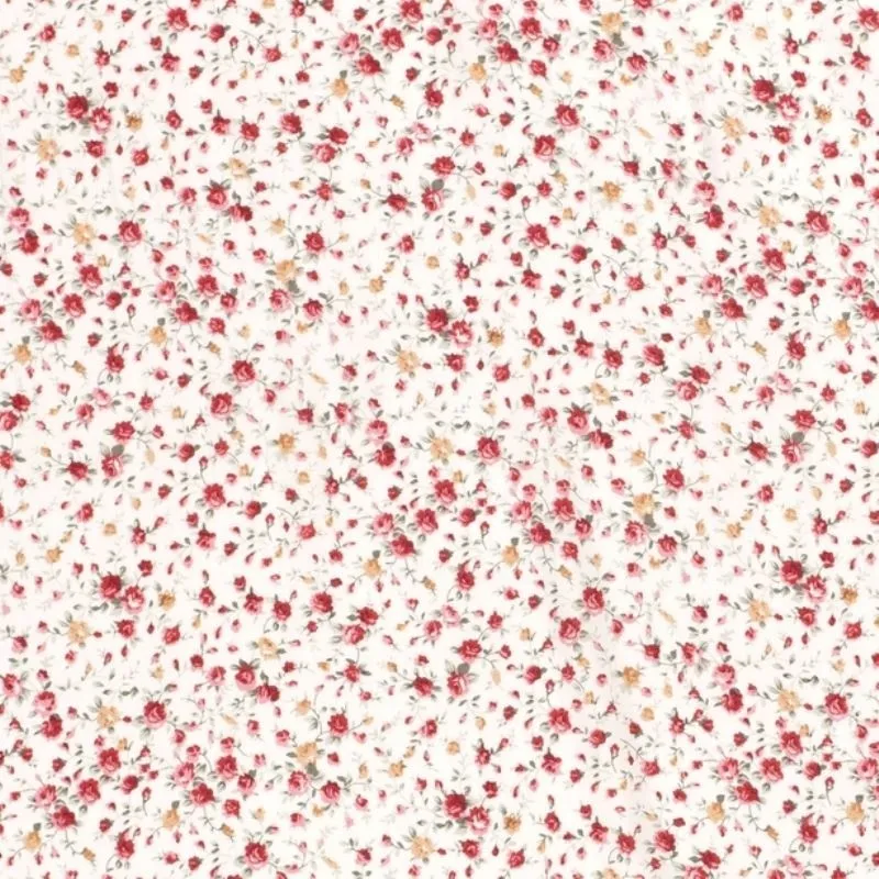 Tissu Viscose Imprimé Petites Fleurs Blanc