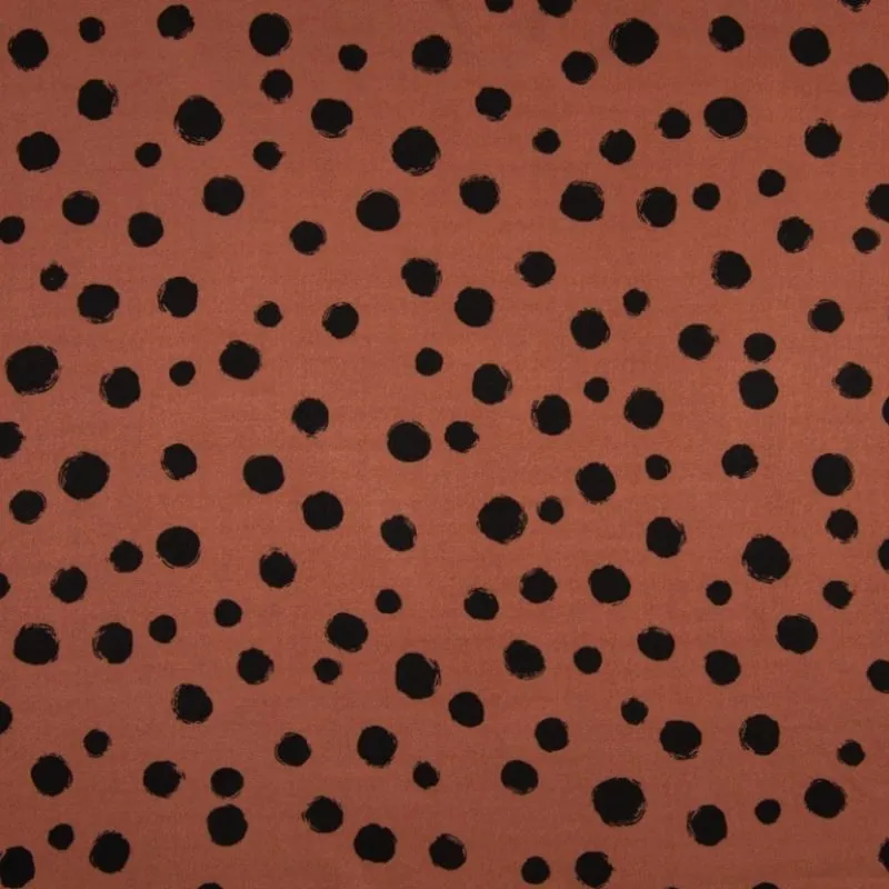 Tissu Viscose Imprimé Pois Terracotta
