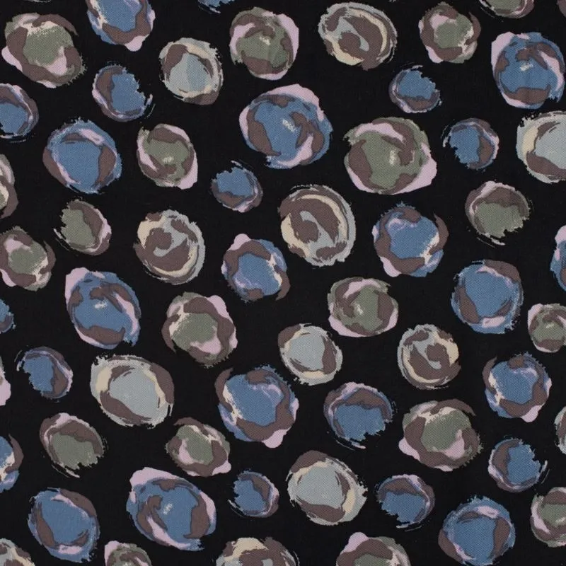 Tissu Viscose Imprimé Taches Bleu