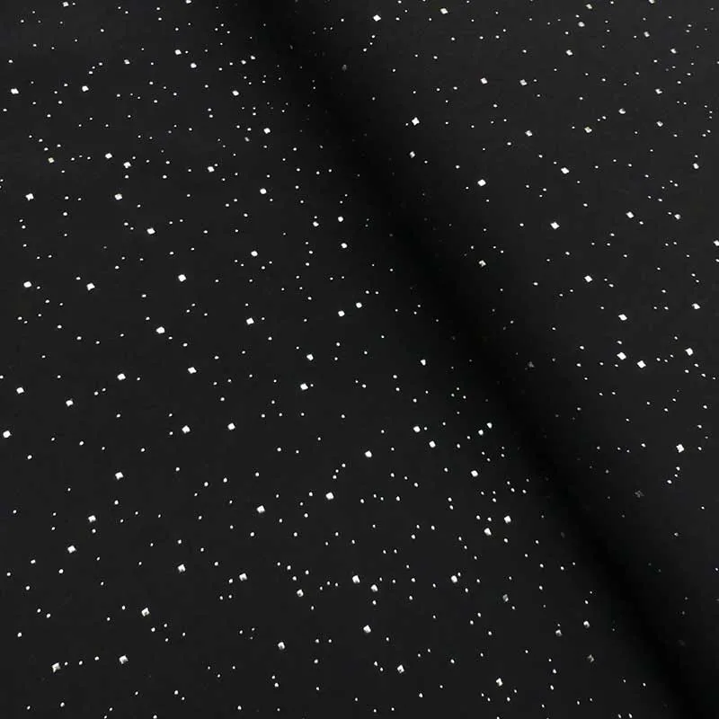 Tissu Viscose Pois Doré Noir