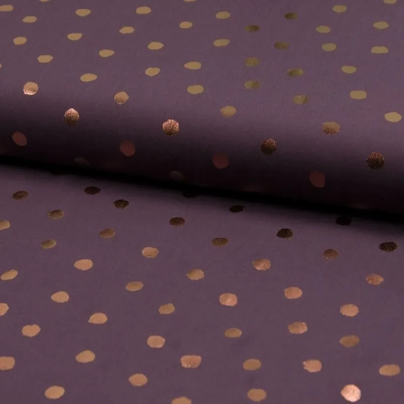 Tissu Viscose Pois Foil Fond Mauve