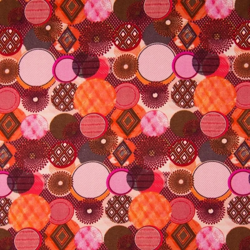 Tissu Viscose Support Jersey ImpriméCorail