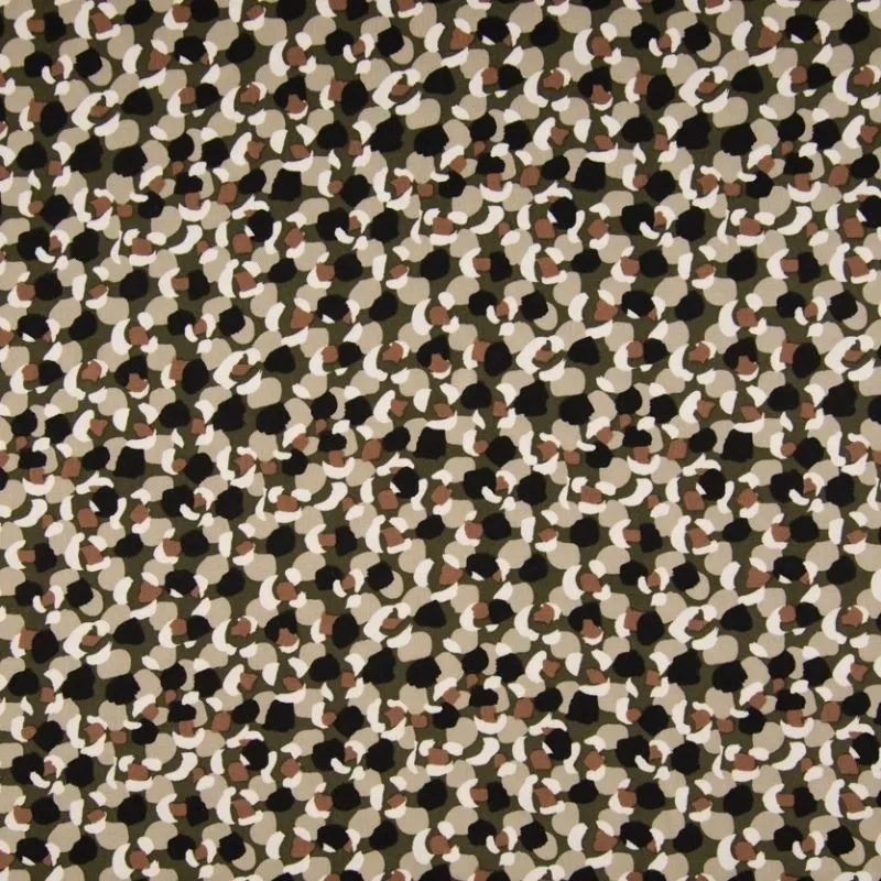 Tissu Viscose Twill Imprimé Point Mix Kaki