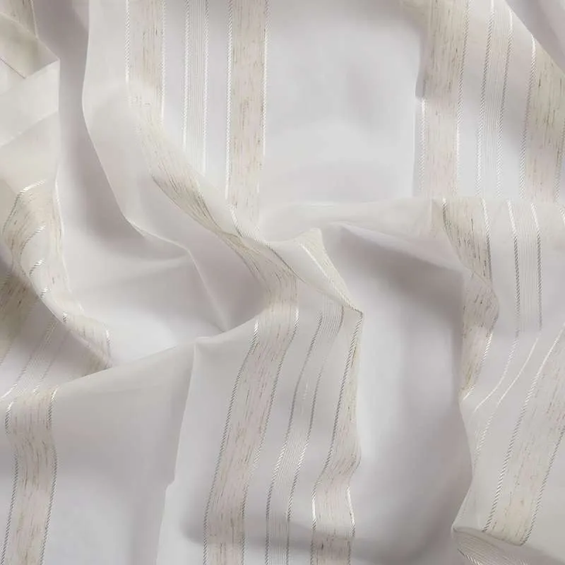 Tissu Voile Rayures Verticales Ecru