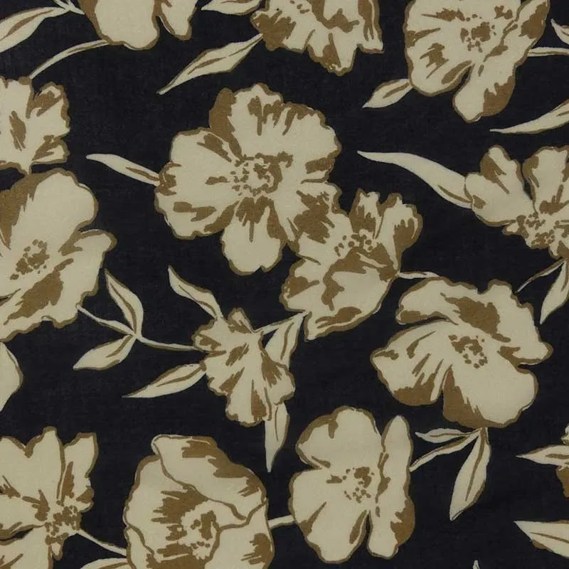 Tissu Voile Viscose Imprimé Marine