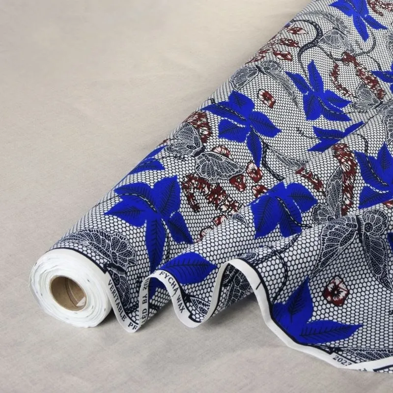 Tissu Wax Imprimé Bleu Noir