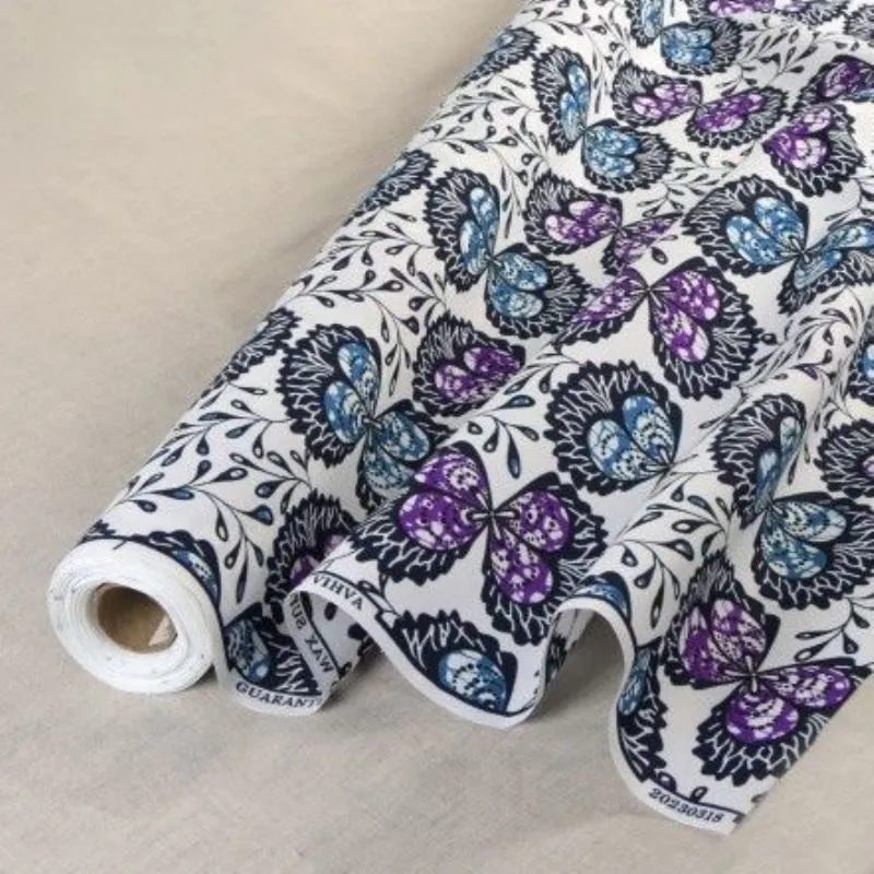 Tissu Wax Imprimé Creme Violet Bleu