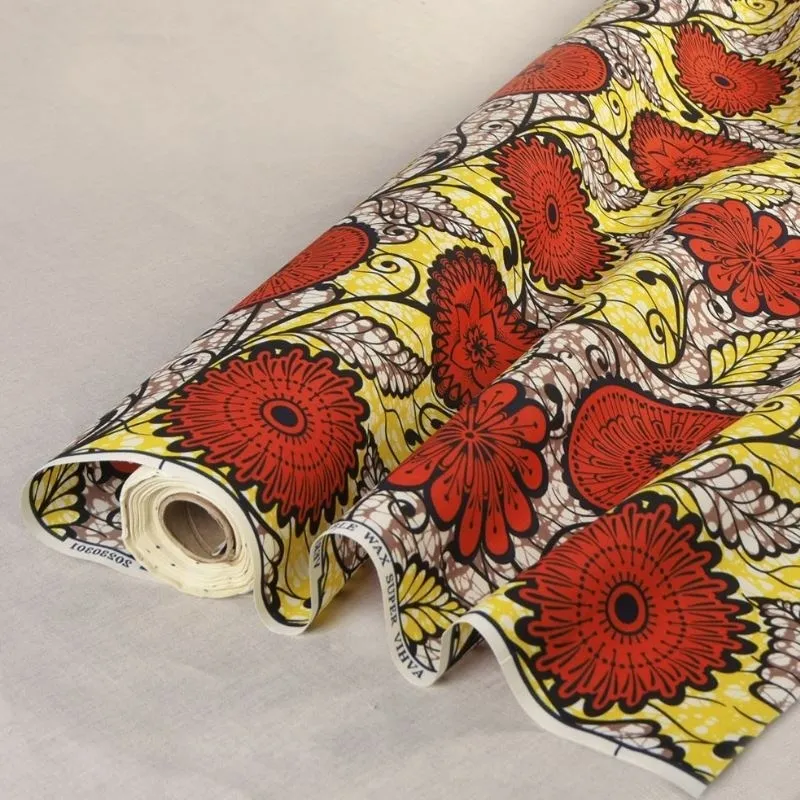 Tissu Wax Imprimé Orange Jaune