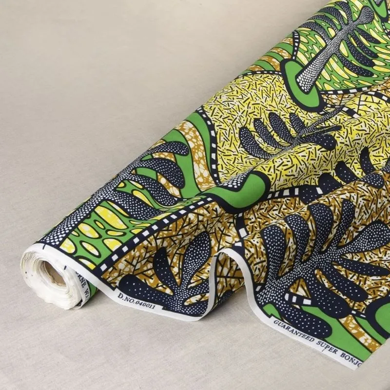 Tissu Wax Imprimé Vert Jaune