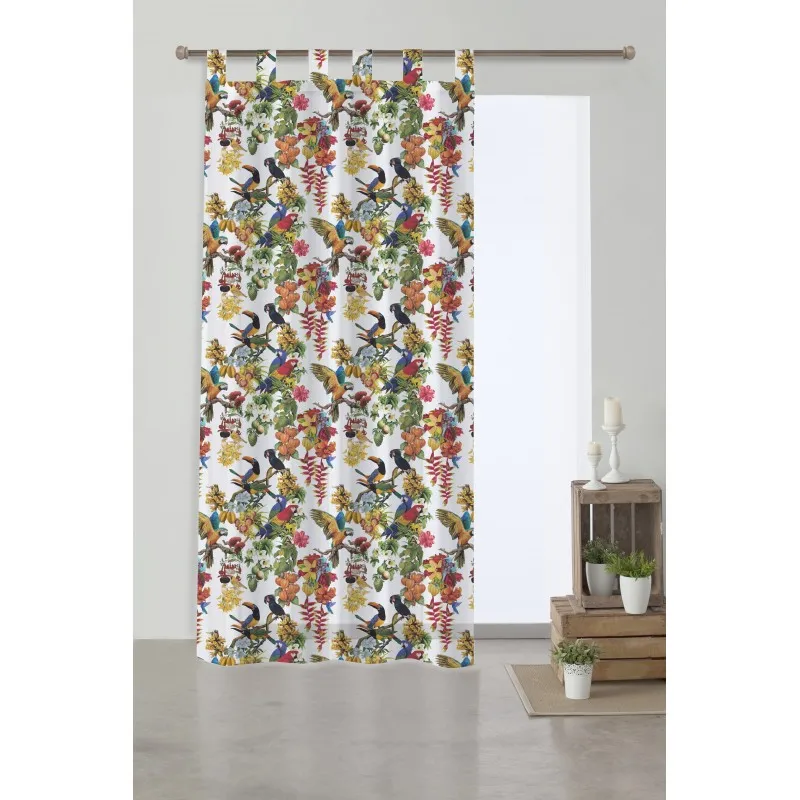 Tissu Zenda Demi Panama Perroquet toucan