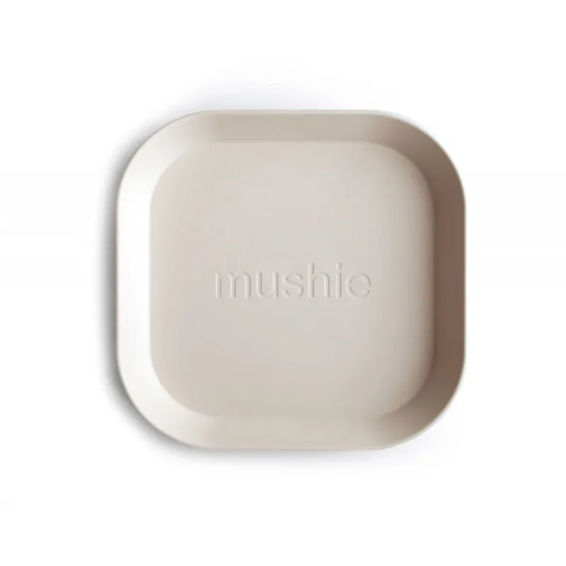 two plates mushie square ivory