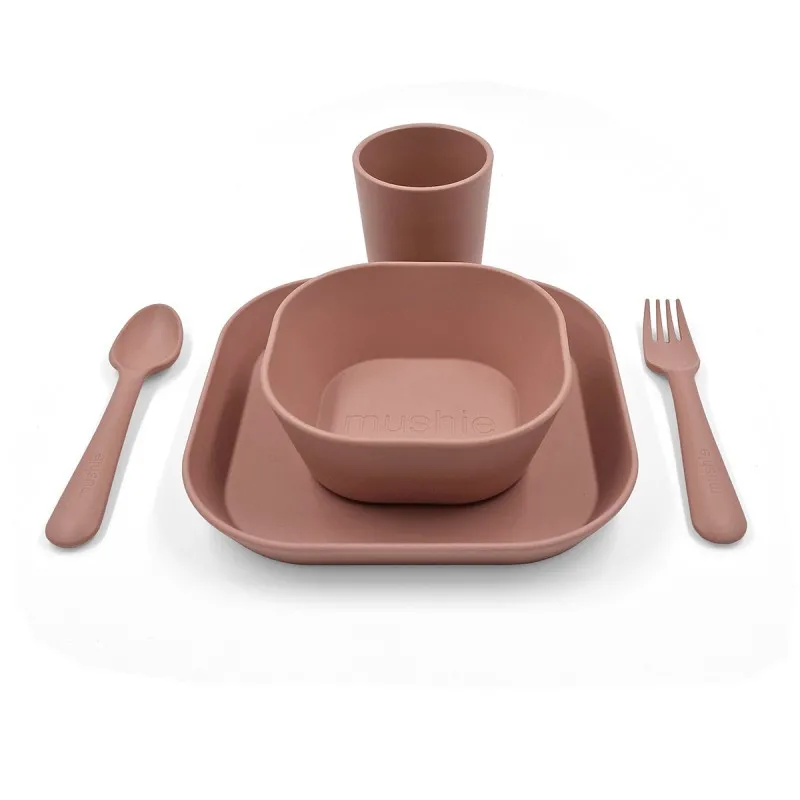 vajilla bebé 5 piezas mushie blush