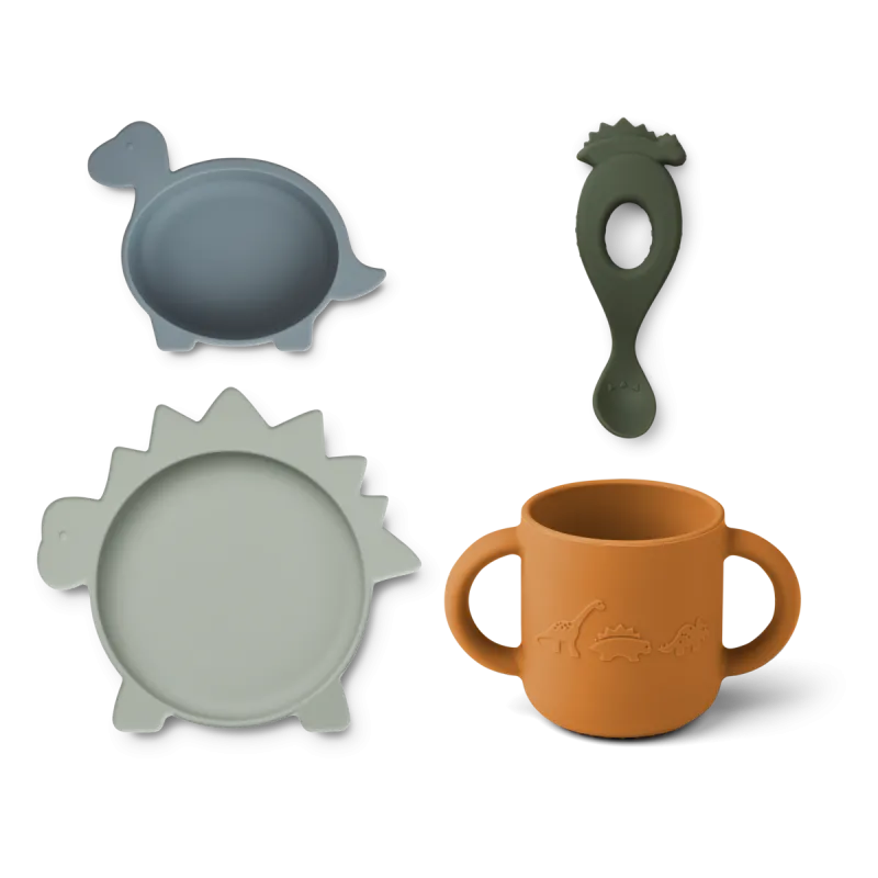 vajilla silicona liewood vivi dino blue mix