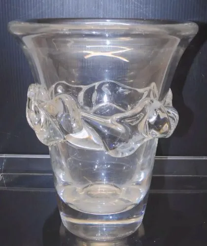 -VASE CRISTAL DAUM signé DAUM Croix de LORRAINE FRANCE INCOLORE COLLECTION D