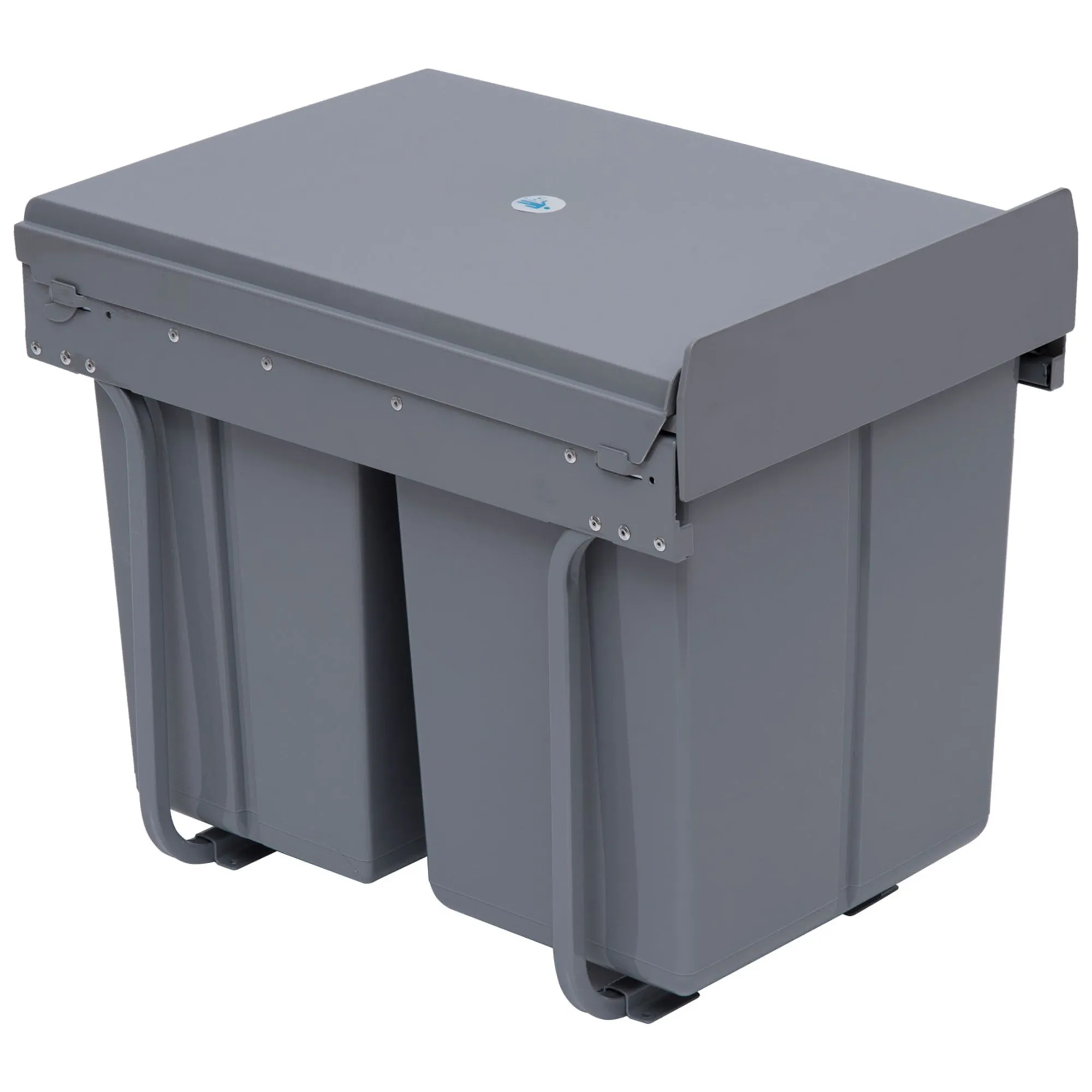40L Pull Out Kitchen Recycle Waste Bin Grey Soft Close Dustbin Recycling Cabinet Trash Can (1x20L+2x10L)