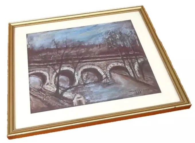 Vue sur le Pont Neuf Paris Encadrement sous verre bois doré ARTS' US Encadrements Beaux Arts