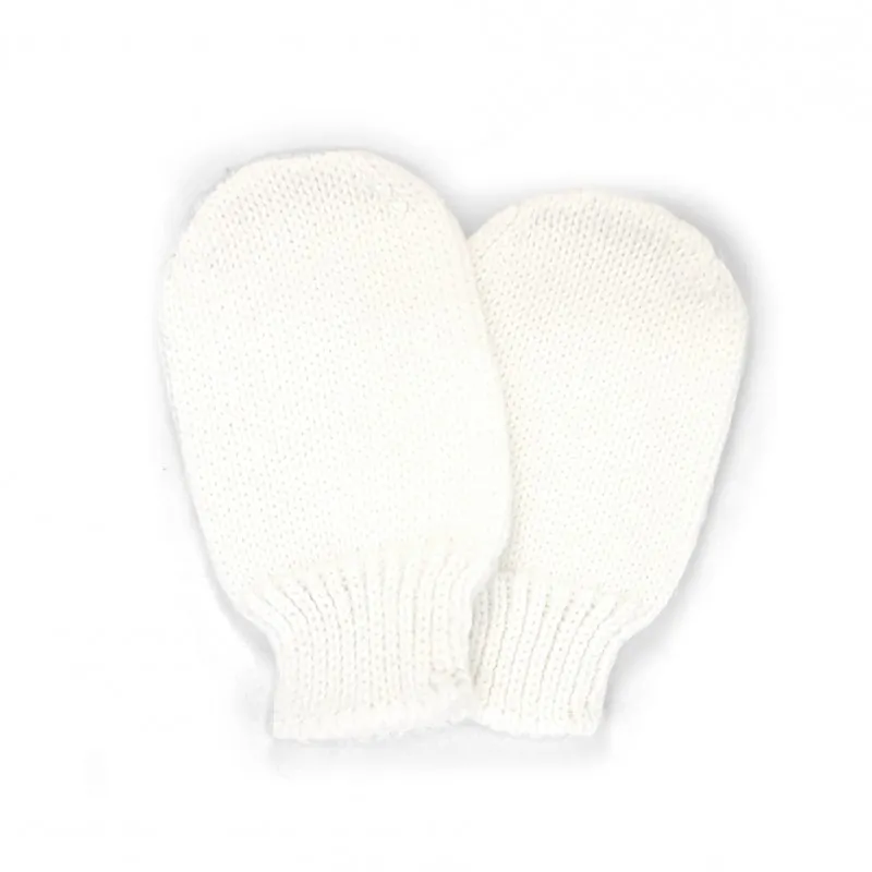 white tricot baby mittens