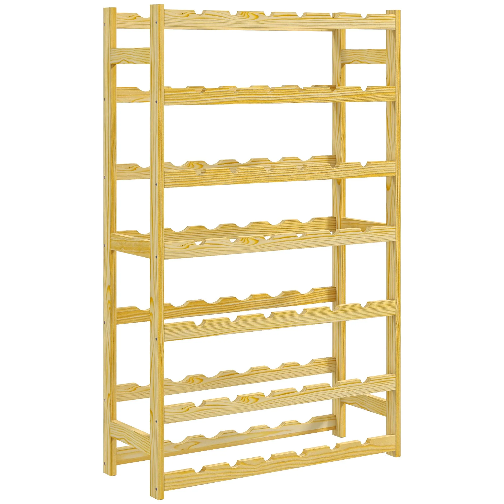 42-Bottle Wooden Wine Rack, Natural Finish