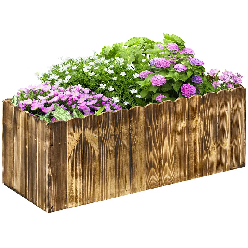 Wooden Raised Garden Bed 70L 80L x 33W x 30H cm Rectangle Planter Box Outdoor Herb Vegetable Pot