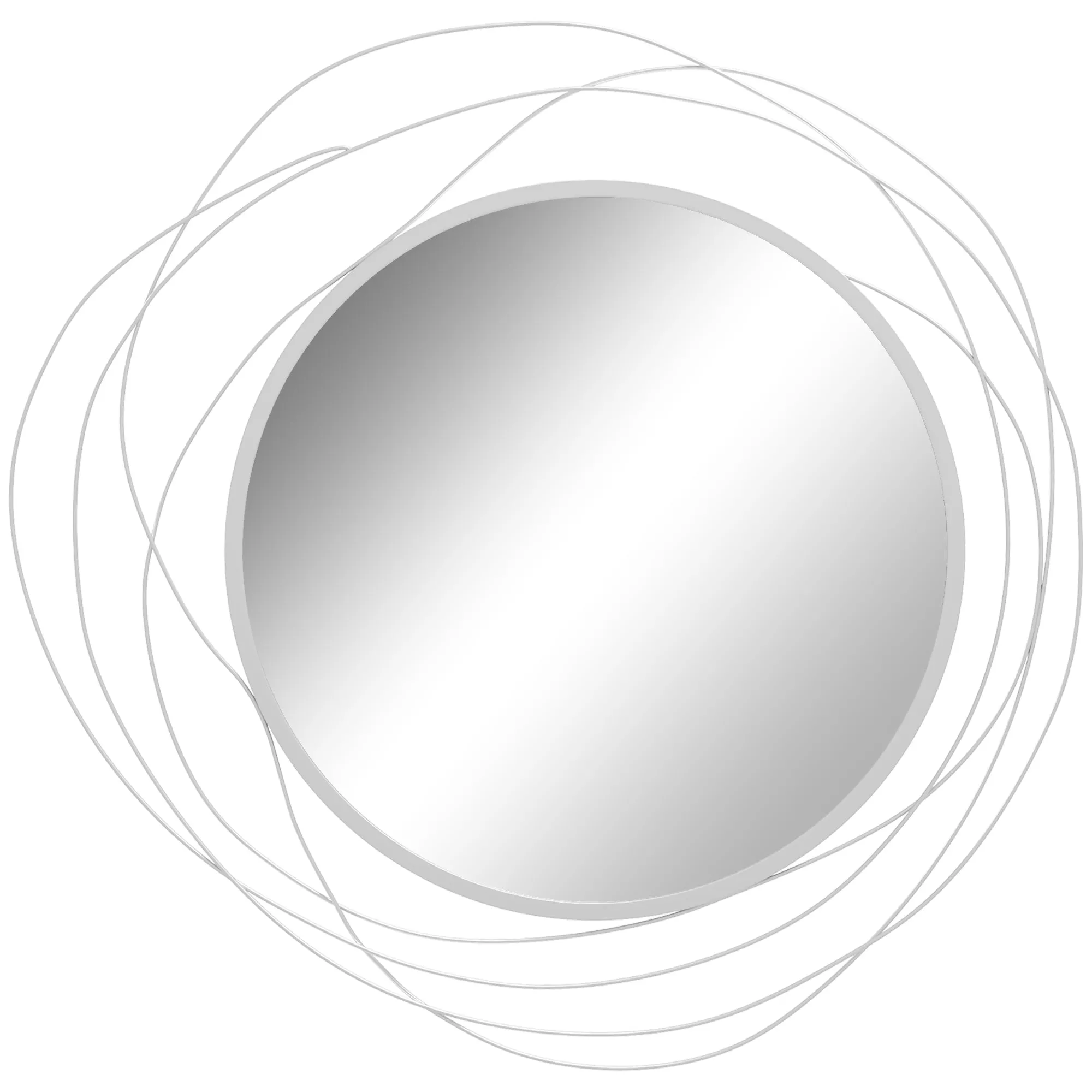 Abstract Metal Wire Wall Mirror Silver Tone with Accessories