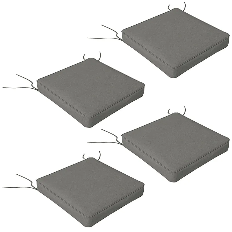 4-Piece Seat Cushions Pillow Replacement Charcoal Grey Patio Chair Cushions Set with Ties for Indoor Outdoor