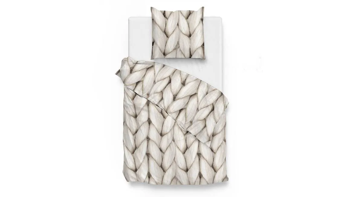 Zohome Ayah housse de couette en flanelle naturel