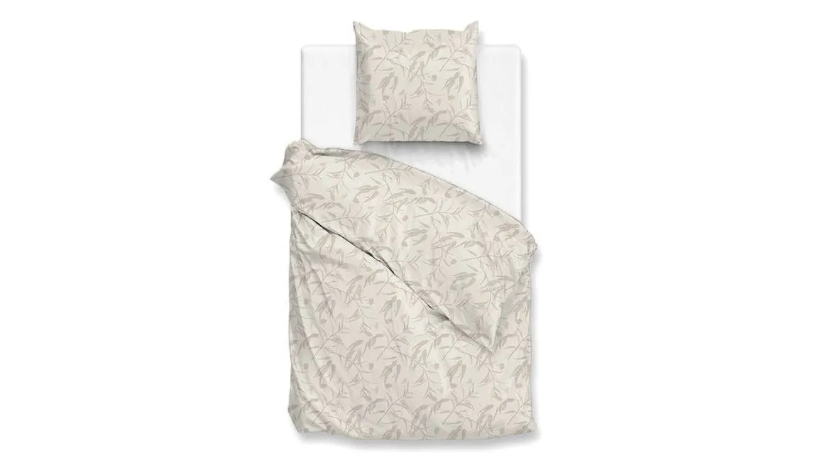 Zohome Fiori di Satinado housse de couette blanc cassé