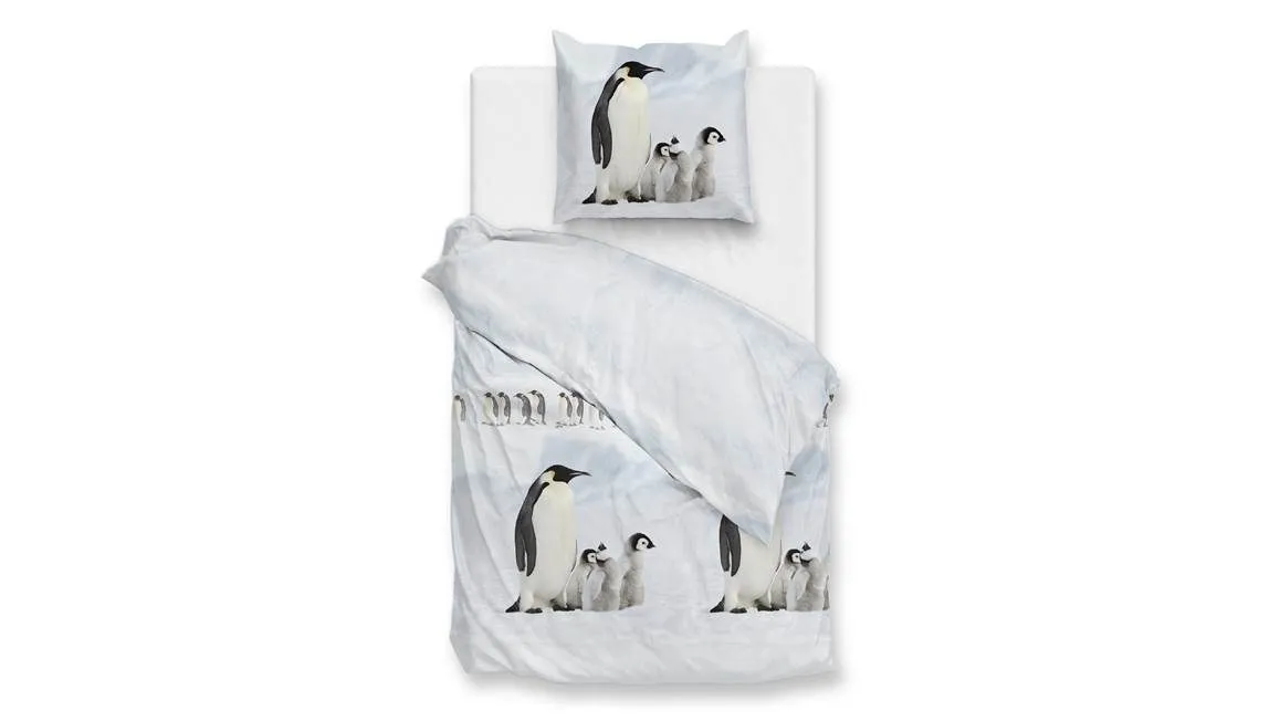Zohome Pingu housse de couette en flanelle blanc