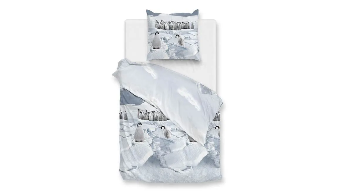 Zohome Pinguini housse de couette en flanelle bleu