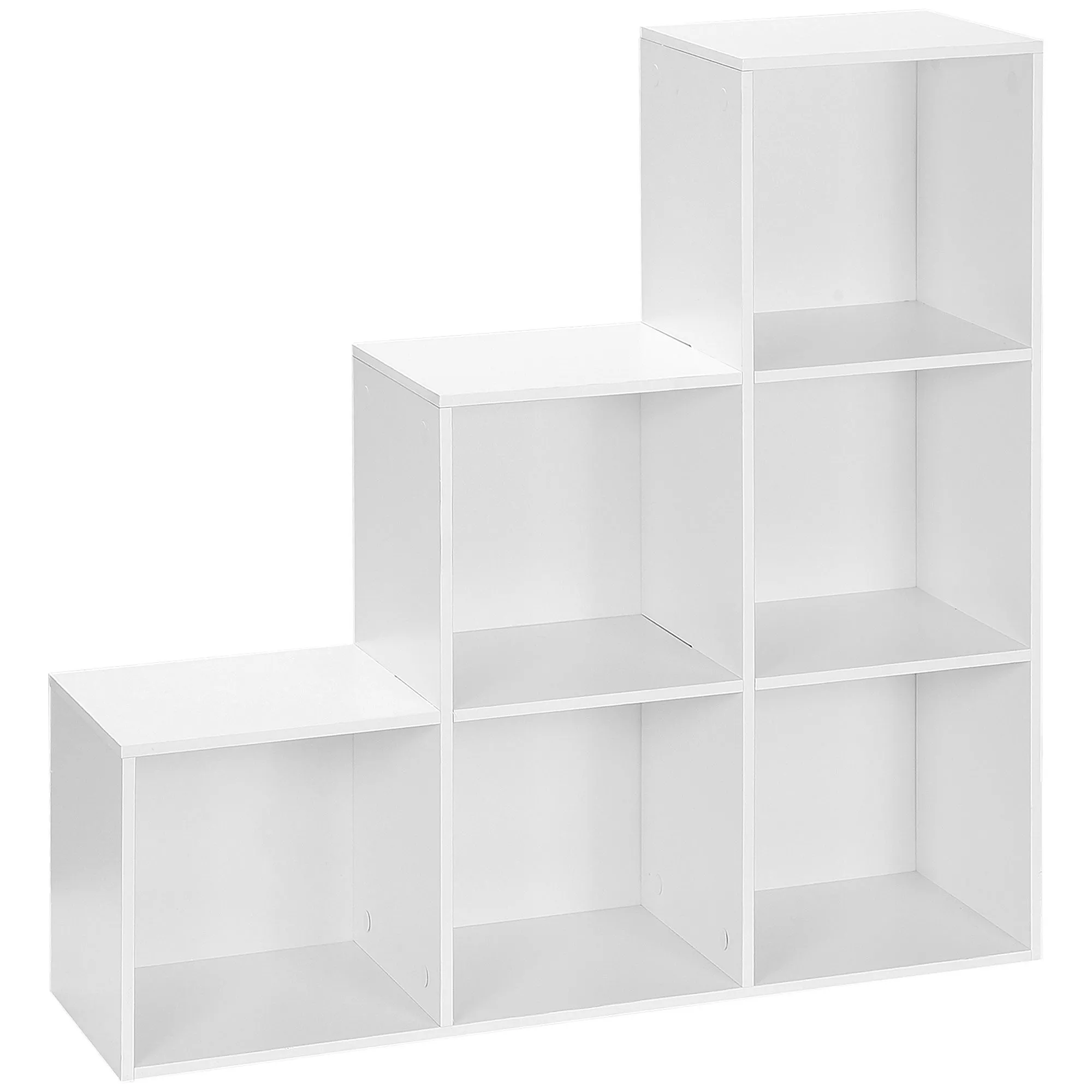 3 Tier Step 6 Cubes Storage Unit White Particle Board Cabinet Bookcase Organiser Home Office Shelves